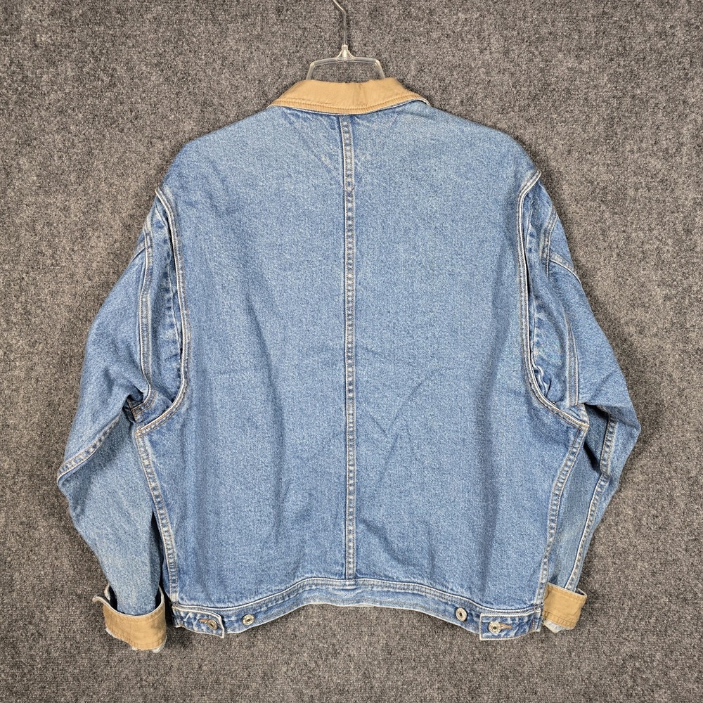 Vintage 90s Tommy Hilfiger Denim Jacket Mens Large Blue Jean Crest Logo Pockets - Picture 8 of 8